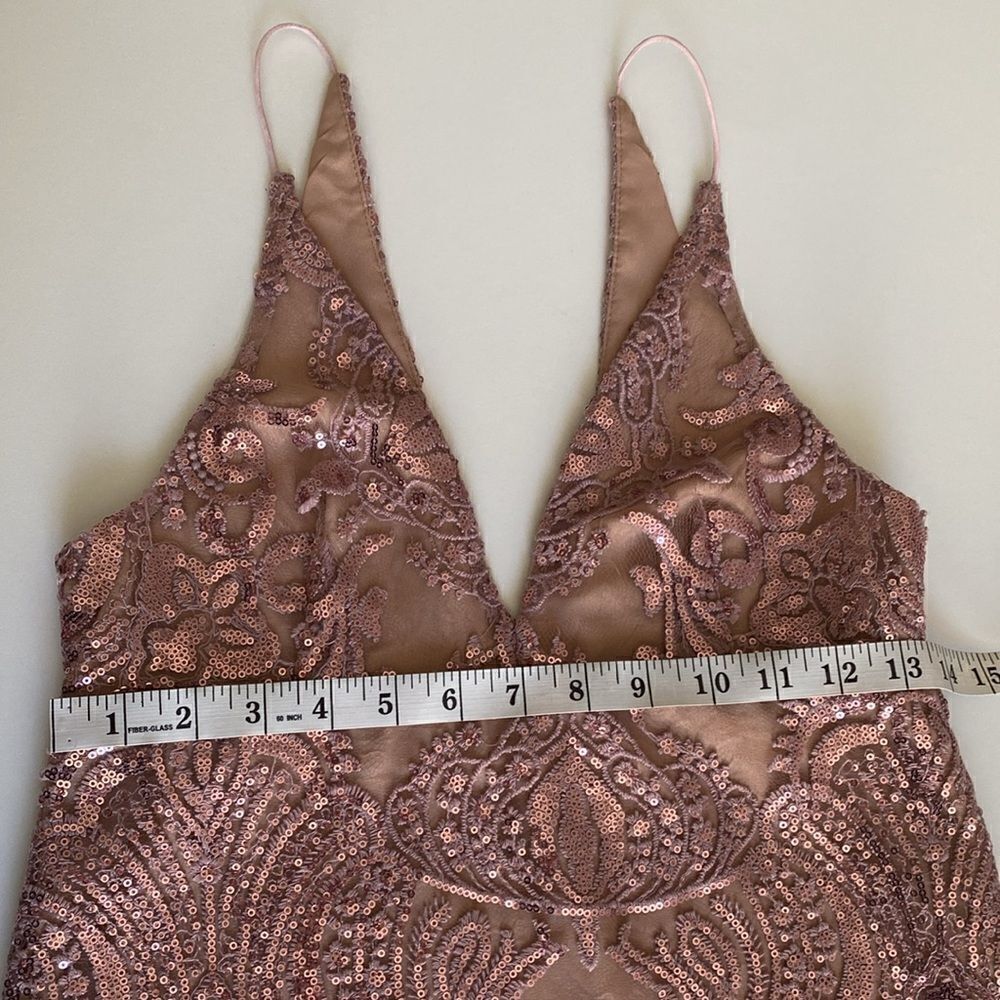 Free People Cream and Rose Gold Pink Night Shimmers Sequin Mini Dress Size 2 - Picture 9 of 13